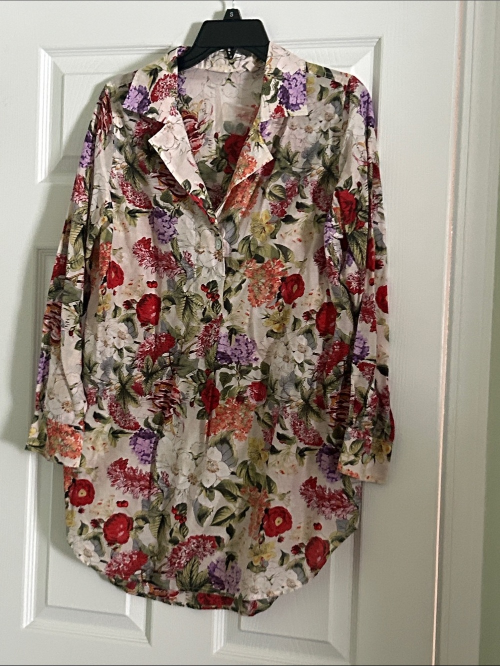Floral Button-Up Tunic Top - Multicolor
